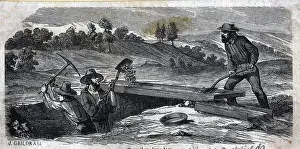 Workers Work On A Long Tom; Illust