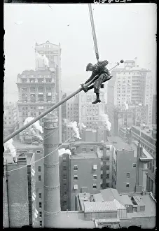 Caution Prints: Workman Painting Flagpole