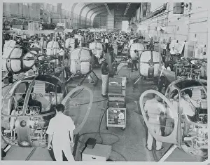 Workmen Assembling Helicopters