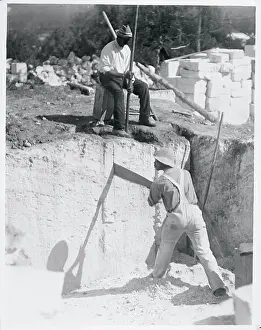 Bermuda Prints: Workmen Sawing Blocks of Coral