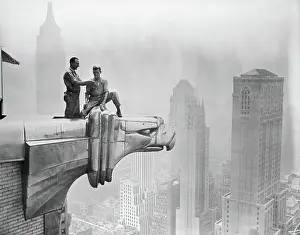 Workmen Smoking Atop Gargoyle