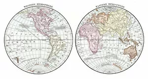 Images Dated 10th April 2018: The world in Hemispheres 1889