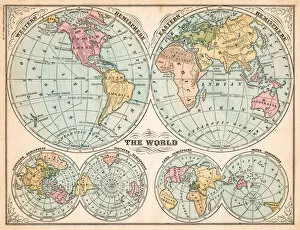 Eastern Hemisphere Gallery: The world in hemispheres map 1875