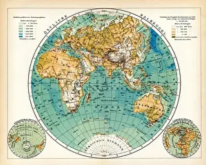 World map of Africa Europe Asia and Australia continent 1898