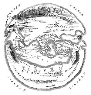 Images Dated 16th June 2017: World map Mapa mundi after Homer 1000 B.C