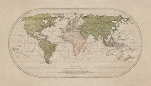 Globe Navigational Equipment Gallery: World map by Mathieu Albert Lotter, Augsburg, 1778