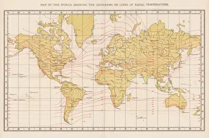 Images Dated 7th October 2017: World map temperature 1893