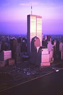 Jerry Trudell Aerial Photography Collection: World trade center at dusk