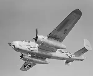 World War II B-25 Aircraft Training in Sky