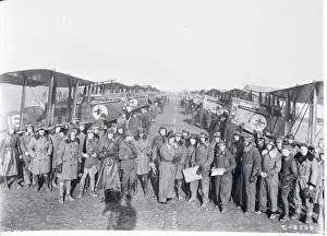 World War One Squadron Pilots near Airplanes