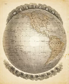Globe Navigational Equipment Gallery: World western hemispheres 1883