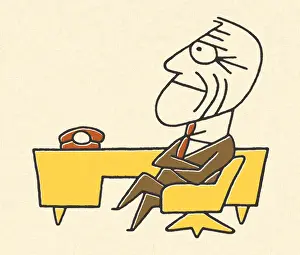 Tension Prints: Worried Businessman Sitting at a Desk