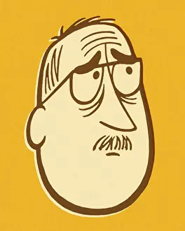Emotional Stress Prints: Worried Man Looking Up