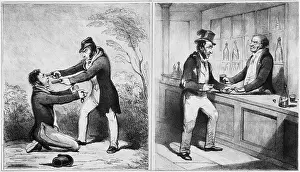 Bartender Prints: Which is the Worst, Deliver or Die! Deliver and Die! Illustration from Police Gazette