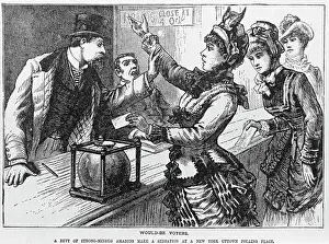 Polling Prints: Would-Be Voters Illustration of Suffragettes