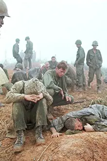 Evacuating Prints: Wounded American Soldiers Await Evacuation in Vietnam