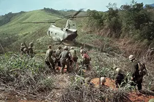Evacuation Prints: Wounded US Marines Evacuating Battle
