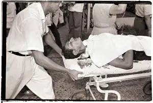 Stretcher Prints: Wounded Panamanian Man on Stretcher