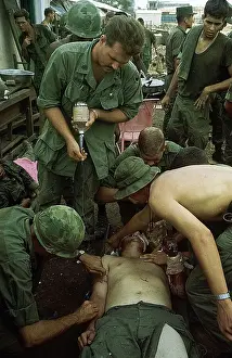 Wounded US Soldier Being Treated