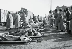 Beijing Prints: Wounded Soldiers Lying on Stretchers