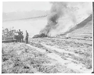 Iowa Prints: Wreckage of Ray Keech's Race Car Burning