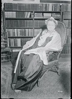 Old Age Prints: Writer Amelia E. Barr near Bookshelf