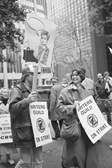 Writers Guild Strikers Picket CBS