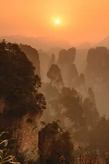 Wulingyuan sunrise cliffs
