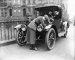 Volunteer Prints: Wwi Female Volunteer Fixing Automobile