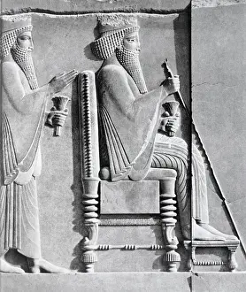 Father Prints: Detail of Xerxes I and Darius I from Darius I Receiving a Median Dignitary Relief Sculpture