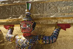 Yaksha statue at the golden chedi, Wat Phra Kaeo or Wat Phra Kaew, Grand Palace, Royal Palace, Bangkok, Thailand
