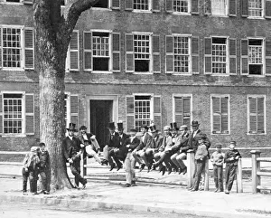 Class Prints: Yale Men Sitting On The Fence