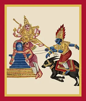 Bull Prints: Yama riding on his bull