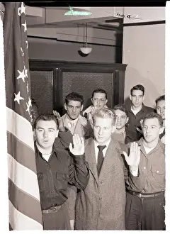Oath Prints: Yankee Whitey Ford Taking the Army Oath