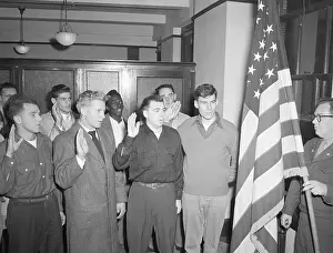 Oath Prints: Yankee Whitey Ford Taking the Army Oath