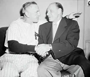 Congratulating Prints: Yankees Manager Casey Stengel with Giants Manager Leo Durocher