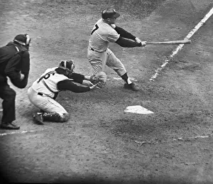 John Stevens Prints: Yankees Mantle Hitting Homer