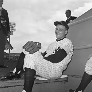 Yankee's Maris on Dugout Steps