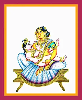 Album Prints: Yashoda in a sari nursing Krishna