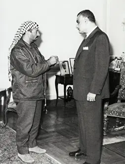 Palestinian Prints: Yasser Arafat and President Nasser Meet in Cairo