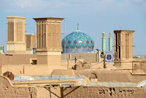 Images Dated 7th March 2017: Yazd cityscape with ancient wind towers, Iran