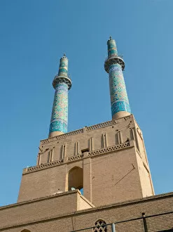 Iran Collection: Yazd Jameh Mosque minarets, the tallest in Iran