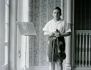 Music Stand Prints: Yehudi Menuhin As A Boy With Music Stand