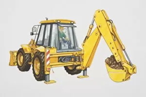 Images Dated 14th June 2006: Yellow backhoe loader, rear view