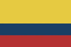 Yellow, blue, and red striped Colombian flag