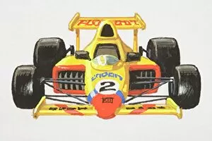 Yellow Gallery: Yellow formula 1 racing car, front view