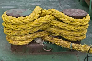 Images Dated 8th June 2013: Yellow rope on the ferry to Suouroy, Faroe Islands, Denmark