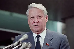 Yeltsin Speaking at Press Conference