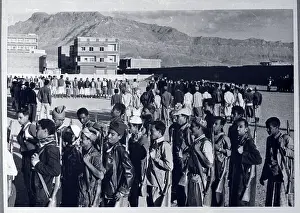 Sanaa Prints: Yemen Soldiers with Weapons in Line