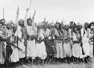 Dagger Prints: Yemen Troops with Daggers in Air Shouting